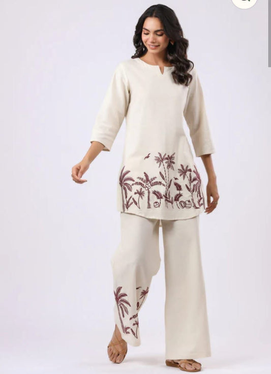 Palm Grove – Cream Cotton Co-ord Set