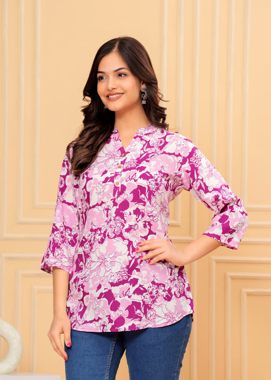 Pink Bloom Kurti Top